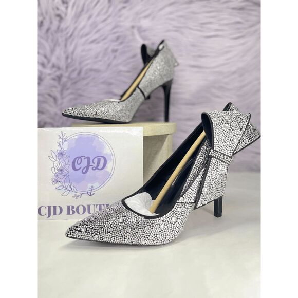 INC International Concepts Women's Silvee Bow Pumps - Black Bling 5.5M - Picture 2 of 7